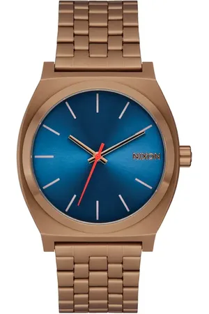Nixon The Time Teller Bracelet Watch, 37mm in Desert Gold /Arles Blue at Nordstrom