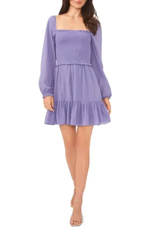 1. STATE Smock Bodice Ruffle Hem Long Sleeve Minidress in at Nordstrom, Size Small