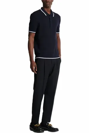 Balmain Monogrammed merino wool polo shirt in at Nordstrom, Size Medium