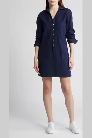 FRANK & EILEEN Long Sleeve Stretch Cotton & Linen Shirtdress in at Nordstrom, Size Medium