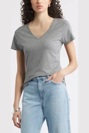 Nordstrom Everyday V-Neck Pima Cotton Blend T-Shirt in at , Size Medium