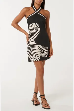 EVER NEW Adore Halter Linen Blend Minidress in at Nordstrom, Size 0