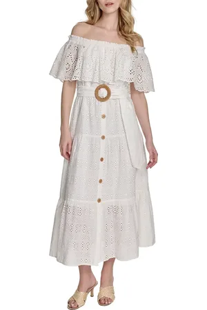 Eliza J Off the Shoulder Midi Dress in at Nordstrom, Size 12