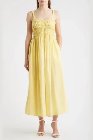 HUGO BOSS Dalza Shirred Cotton Maxi Dress in at Nordstrom, Size 0