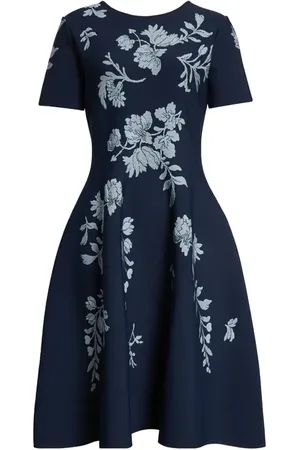 Carolina Herrera Floral Jacquard Fit & Flare Dress in at Nordstrom, Size Small