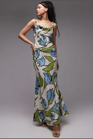 Topshop Cowl Neck Floral Print Dress in at Nordstrom, Size 2 Us