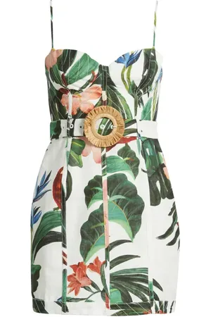 Farm Rio Midnight McCaw Fiesta Floral Linen Blend Mini Dress in at Nordstrom, Size X-Small