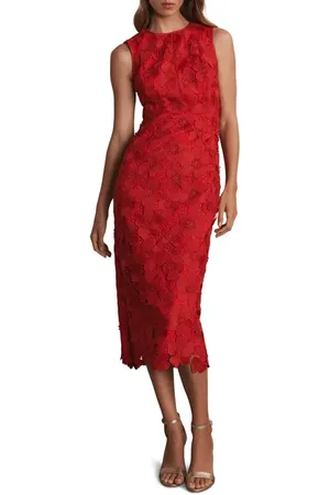 mint&berry Lace Shift Midi Dress in at Nordstrom, Size 14