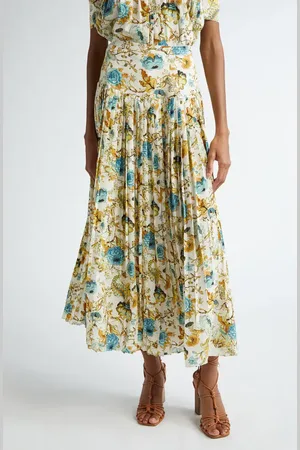ULLA JOHNSON Ella Pleated Silk Skirt in at Nordstrom, Size 12
