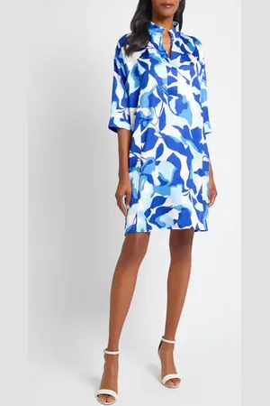 Ming Wang Floral Print Cr??pe de Chine Dress in at Nordstrom, Size X-Small