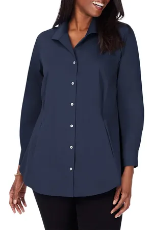 Foxcroft Cecilia Non-Iron Button-Up Tunic Shirt in at Nordstrom, Size 18W