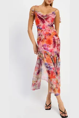 En Saison Magnolia Floral Print Tie Strap Maxi Dress in at Nordstrom, Size X-Small
