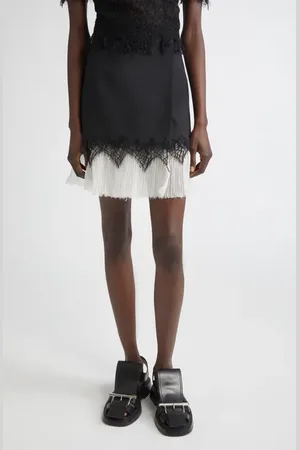 Alexander McQueen Cobweb Lace Wool Gabardine Miniskirt in at Nordstrom, Size 0 Us