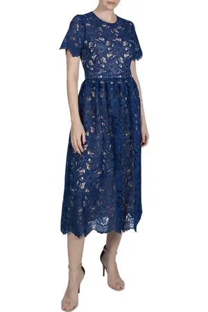 Julia Jordan Floral Lace Cocktail Midi Dress in at Nordstrom, Size 8