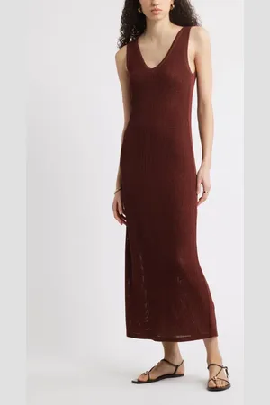 Nordstrom Sleeveless Open Stitch Maxi Sweater Dress in at , Size Large
