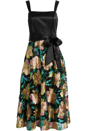 Tahari ASL Embroidered Sleeveless Satin Dress in at Nordstrom, Size 6