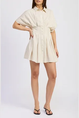 En Saison Cameron Pleated Mini Shirtdress in at Nordstrom, Size Medium