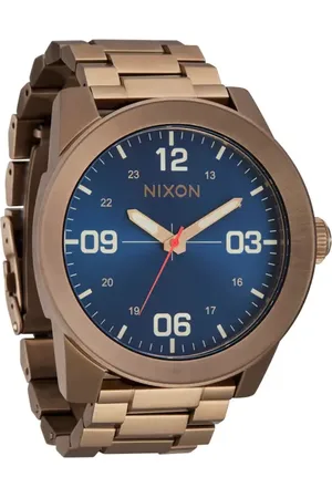 Nixon The Corporal Bracelet Watch, 48mm in Desert Gold /Arles Blue at Nordstrom