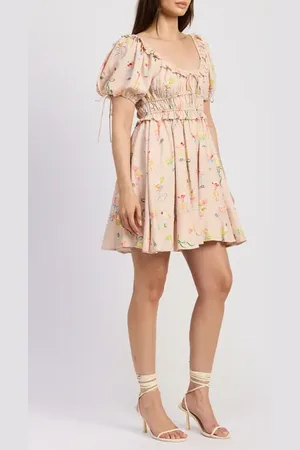 En Saison Mia Ruffle Puff Sleeve Minidress in at Nordstrom, Size X-Small