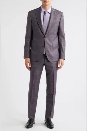 Jack Victor Esprit Regular Fit Plaid Super 120s Wool Suit at Nordstrom, Size 40 Regular