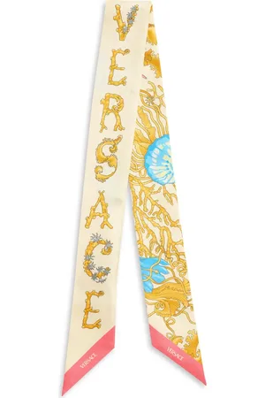 VERSACE Underwater Barocco Silk Skinny Scarf in at Nordstrom