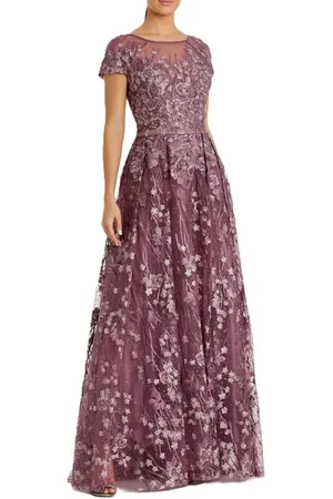 ●Mac Duggal●フローラル スパンコール 刺繍 メッシュ ガウン Mac Duggal Print & Floral Dresses - Women | FASHIOLA.com