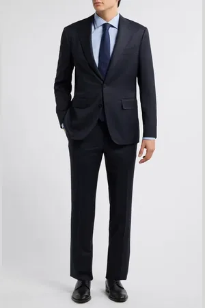 CANALI Capri Trim Fit Tonal Plaid Super 130s Wool Suit at Nordstrom, Size 38 Us