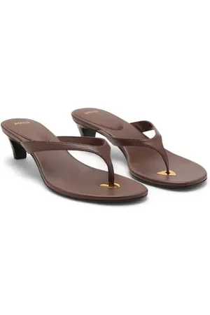 MANGO Metallic Detail Kitten Heel Flip Flop in at Nordstrom, Size 6.5Us