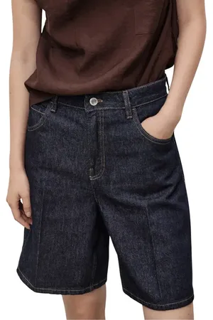MANGO High Waist Denim Bermuda Shorts in at Nordstrom, Size 14