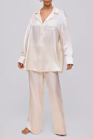 Papinelle Audrey Oversize Mulberry Silk Pajama Top in at Nordstrom, Size Medium