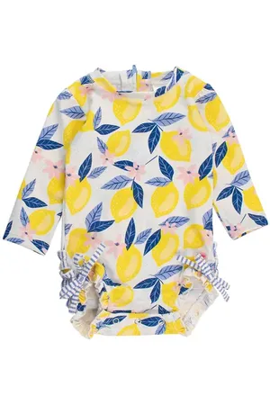 RuffleButts Baby Girls Long Sleeve UPF50+ One Piece Rash Guard in at Nordstrom, Size 18-24M