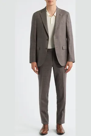 Jack Victor Midland Contemporary Fit Plaid Wool & Silk Blend Suit at Nordstrom, Size 38 Short