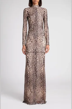 Tom Ford Leopard Print Long Sleeve Lace Gown in at Nordstrom, Size 8 Us