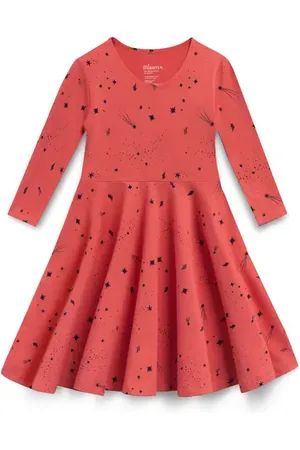 Mightly Organic Cotton 3/4 Sleeve Print Twirl Dress in at Nordstrom, Size 14