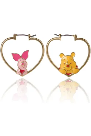Disney Winnie The Pooh And Piglet Mismatched Heart Hoop Earrings in at Nordstrom