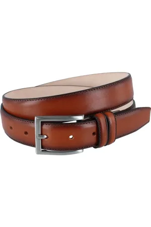 Trafalgar Malik Burnished Feather Edged 32MM Leather Belt in at Nordstrom, Size 40