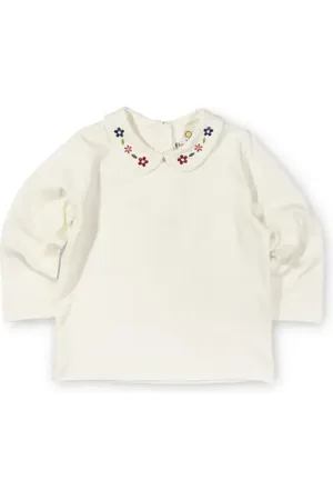 Florence Eiseman Knit Long Sleeve Blouse With Embroidered Flowers in at Nordstrom, Size 3T
