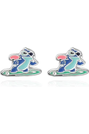 Disney Lilo and Stitch Silver Plated Surfing Stud Earrings in at Nordstrom
