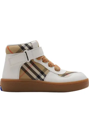 Burberry Check and Leather High-top Sneakers in at Nordstrom, Size 12.5