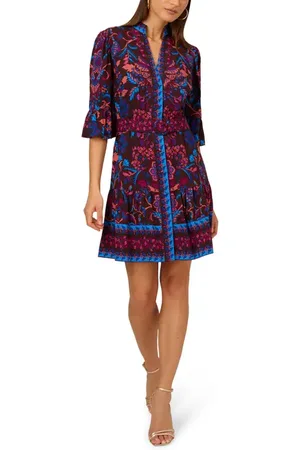 Adrianna Papell Floral Flounce Belted Dress in at Nordstrom, Size 6