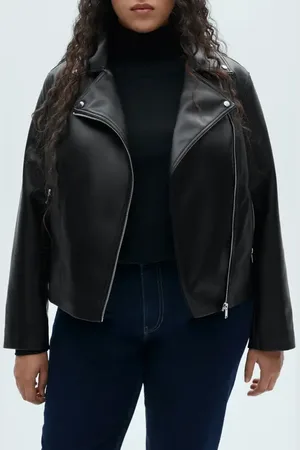 MANGO Faux Leather Moto Jacket in at Nordstrom, Size 3X