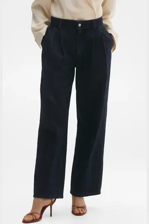 MANGO Pleated High Waist Wide Leg Jeans in at Nordstrom, Size 4