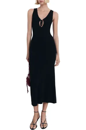 MANGO Tie Neck Sleeveless Maxi Dress in at Nordstrom, Size 8