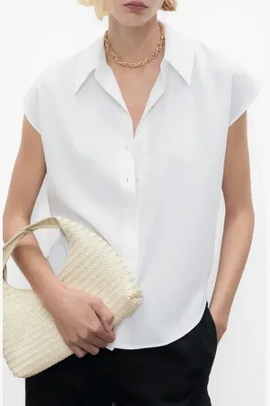 MANGO Cap Sleeve Button-Up Shirt in at Nordstrom, Size 16