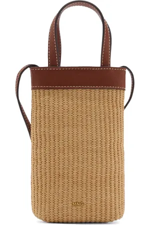 MANGO Woven Raffia Crossbody Phone Bag in at Nordstrom