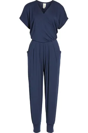 Loveappella Short Sleeve Wrap Top Jumpsuit in at Nordstrom, Size Small P