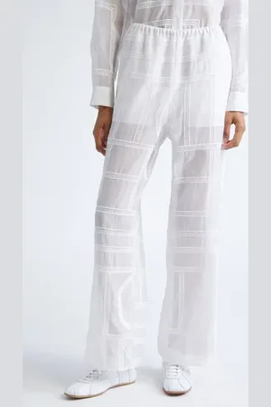 Totême Monogram Open Stitch Organic Cotton & Silk PJ Bottoms in at Nordstrom, Size 6 Us
