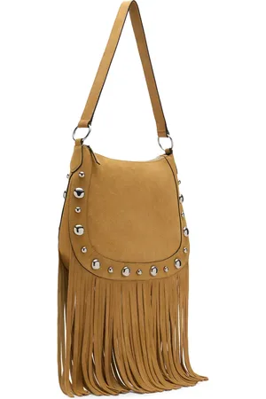 MANGO Studded Fringe Suede Shoulder Bag in at Nordstrom