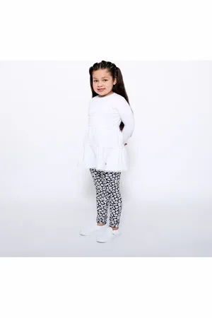 Mixed Up Girls Ruffle Hem Tiered Tunic and Legging Set in at Nordstrom, Size 2T