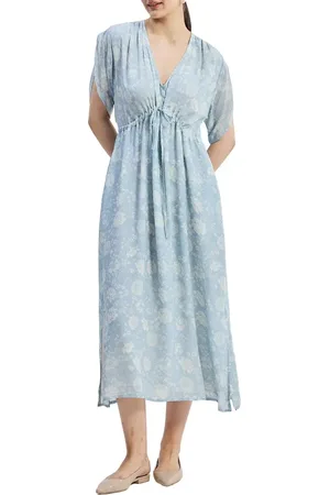 Reistor Maxi Gathered Dress in Blue Florals in at Nordstrom, Size Large